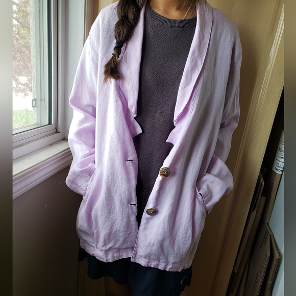 CLICK 100% Linen Lavender Women's Jacket - Picture 1 of 13